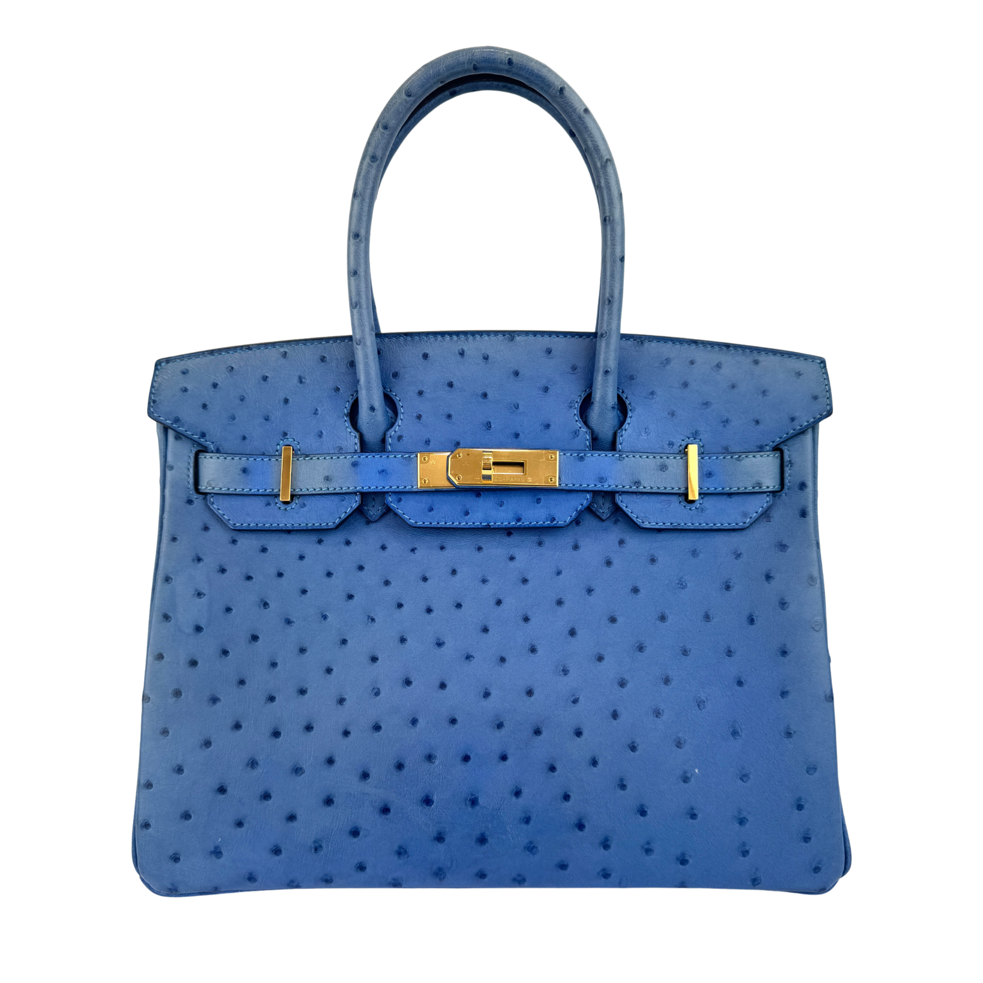Birkin 30 Ostrich Bleuet GHW - Glampot