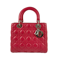 Lady Dior Medium in Red Lambskin SHW