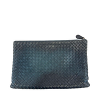 Intrecciato Clutch Bag Metallic Blue