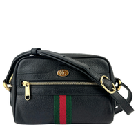 Web Ophidia Mini GG Black Leather Crossbody Bag