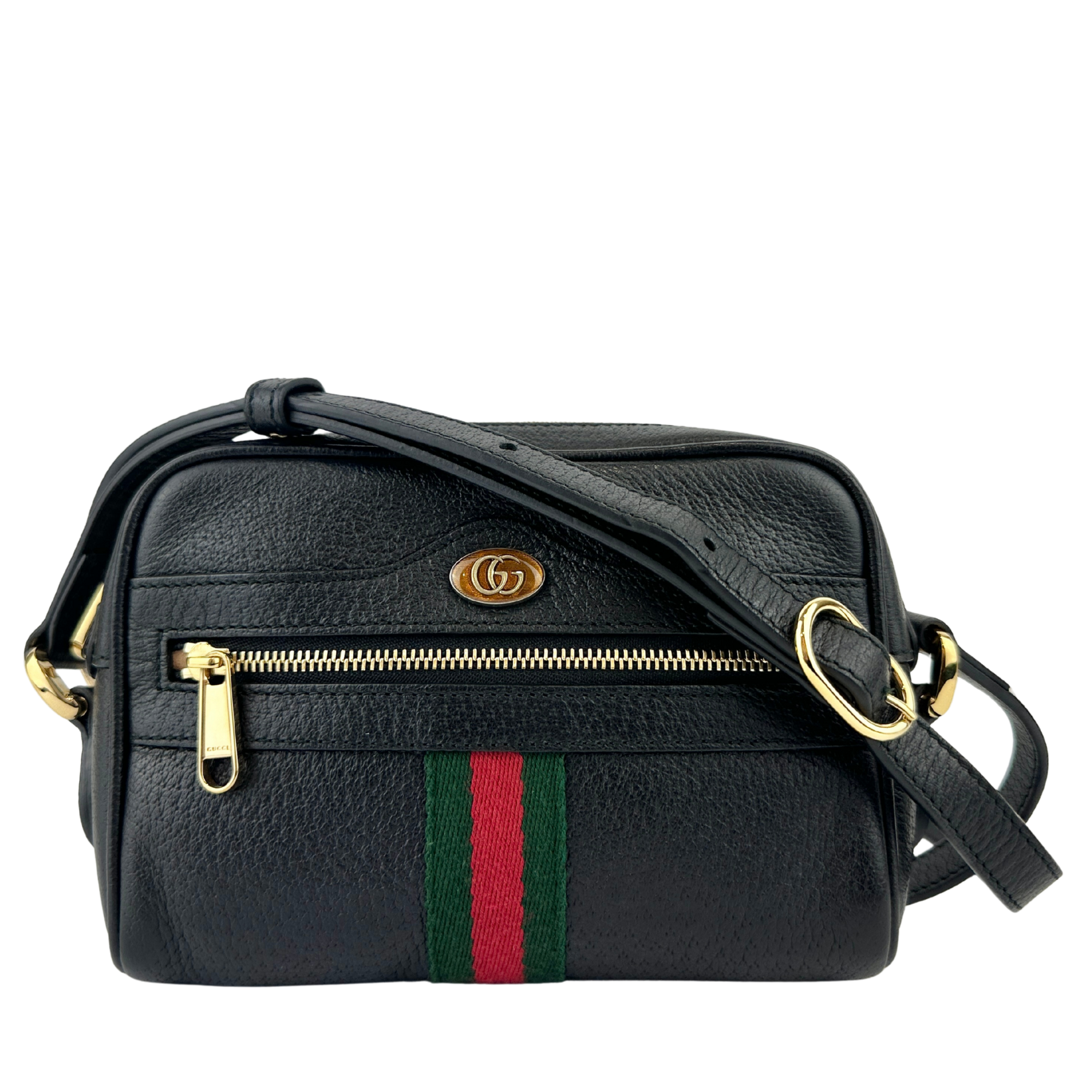Web Ophidia Mini GG Black Leather Crossbody Bag