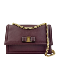 Vara Bow Burgundy Leather Chain Flap Bag