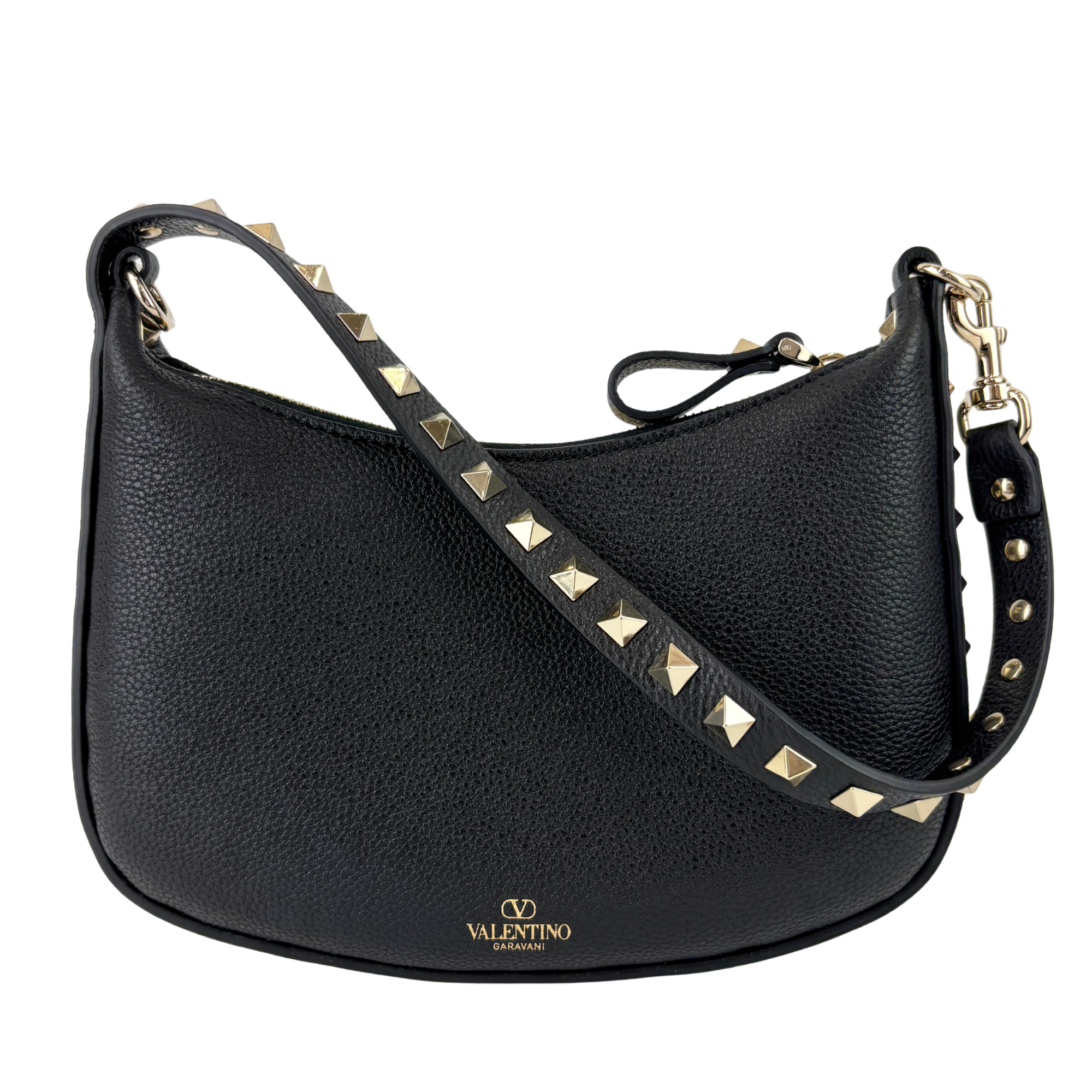 Mini Hobo Rockstud Black Shoulder Bag - Glampot