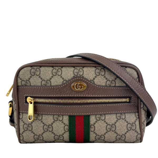 517350 Mini Ophidia Crossbody in Beige/Ebony GG Supreme Canvas