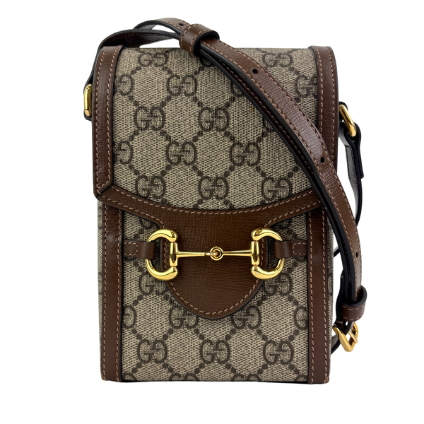 625615 GG Supreme Monogram Mini Horsebit 1955 Crossbody Bag