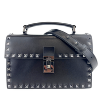 Rockstud Leather Box Bag in Black