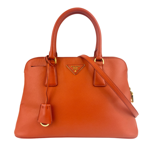 BL0837 Saffiano Lux Leather Dome Satchel Papaya