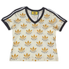 Adidas Yellow Trefoil Print V Neck T Shirt