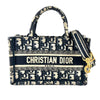 Mini Book Tote in Blue Dior Oblique Embroidery