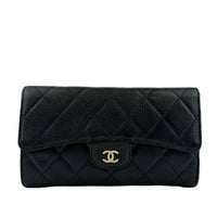 Black Caviar Classic Long Flap Wallet GHW