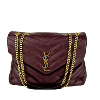 Medium Burgundy Quilted Leather Loulou Shoulder Bag