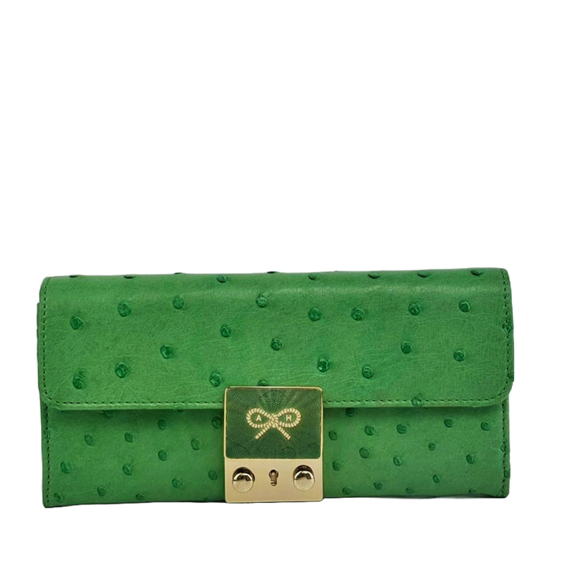 Green Ostrich Long Wallet