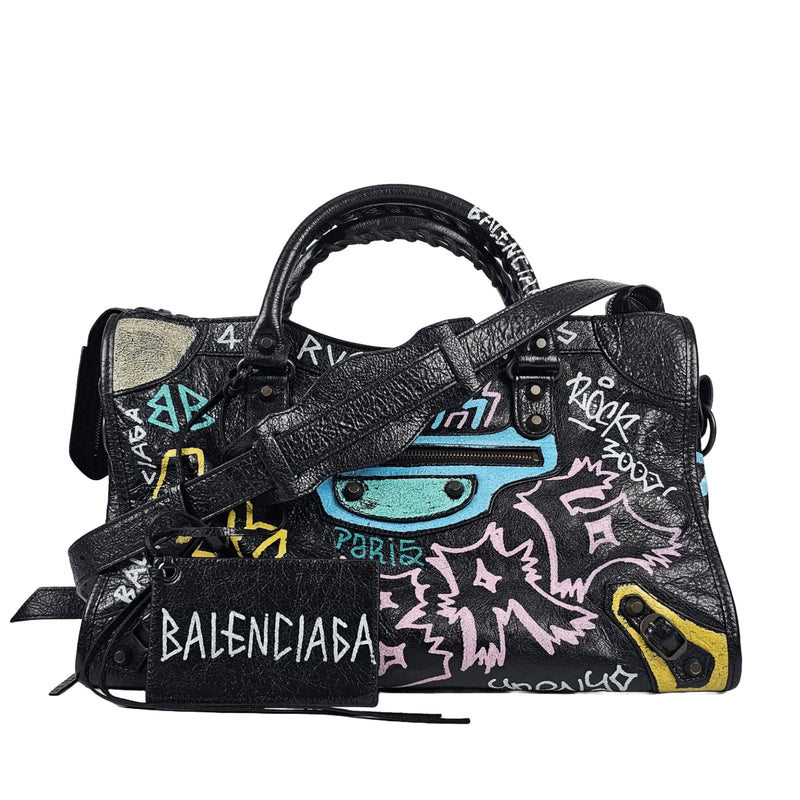 Medium City Black Classic Graffiti Bag