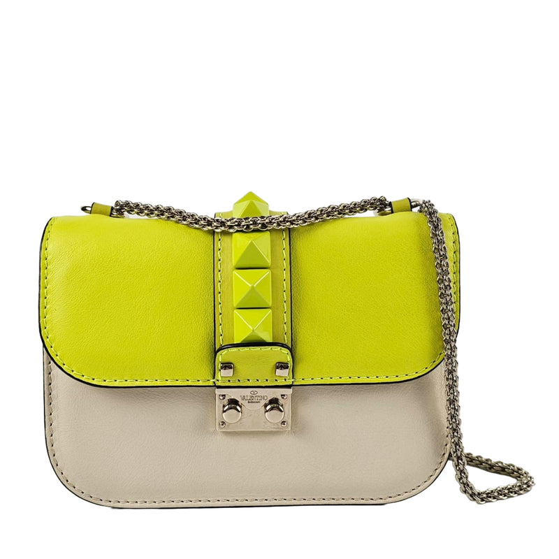 Rockstud Small Glam Lock Bag in Fluo