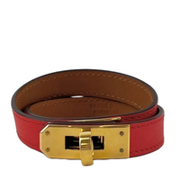 Kelly Double Tour Bracelet in Red Swift Calfskin GHW