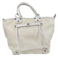 Vintage White Mesh / Canvas Tote