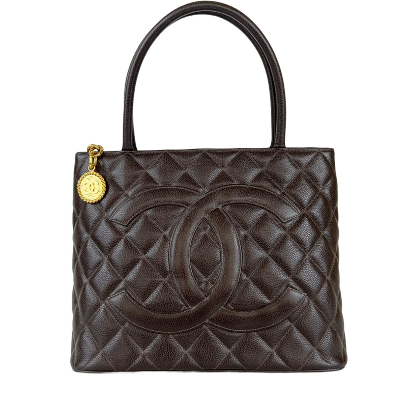 Medallion Tote in Brown Caviar GHW