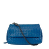 Blue Intrecciato Nappa Small Expandable Chain Crossbody Bag