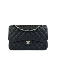 A58600 Black Caviar Classic Jumbo Flap Bag SHW