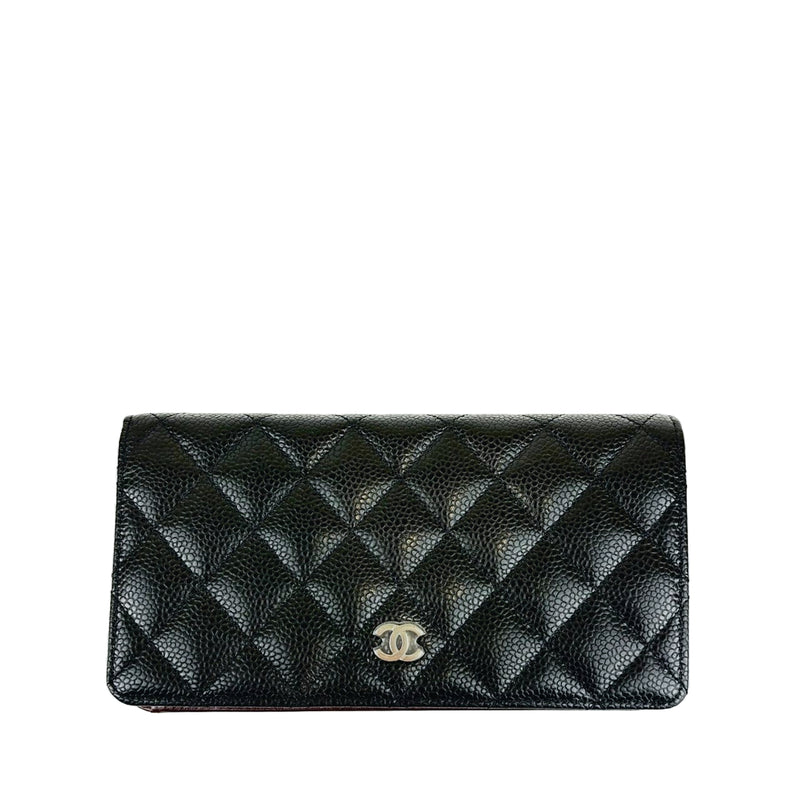 A31509 Black Caviar Quilted Bi-fold L-Yen Wallet SHW