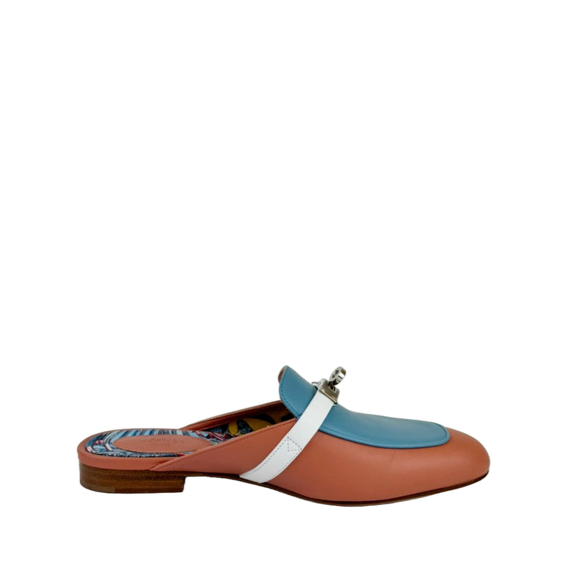 Pink/Blue Leather Oz Flat Mules