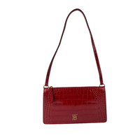 Red Embossed Leather Mini TB Shoulder Pouch