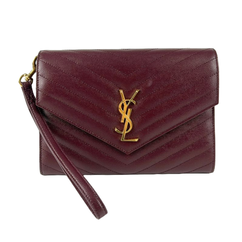 617662 Cassandre Matelasse Flap Pouch in Burgundy Quilted Grain de Poudre Embossed Leather&nbsp;