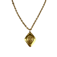 1980s Vintage Gold Chain & CC Lozenge Pendant