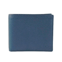 8CC Bi-Fold Blue Grained Leather Wallet