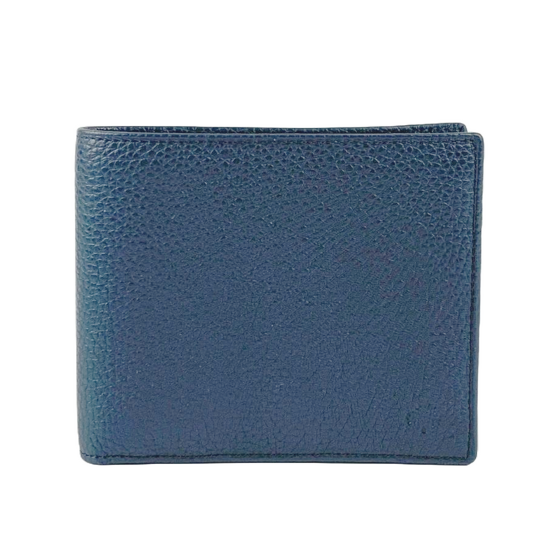 8CC Bi-Fold Blue Grained Leather Wallet