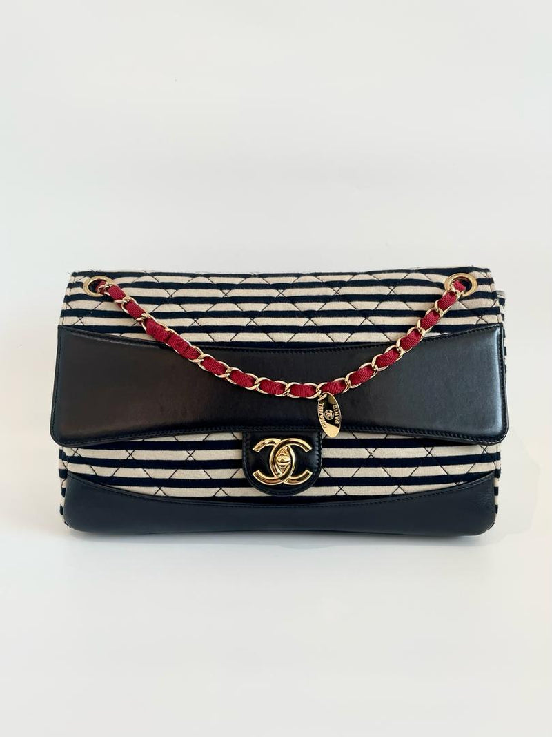 Coco Sailor Medallion Jumbo Flap Bag Jersey Quilted &amp; Lambskin GHW