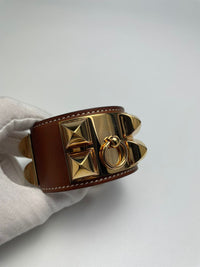 CDC Barenia 皮革手链，玫瑰金金属配件