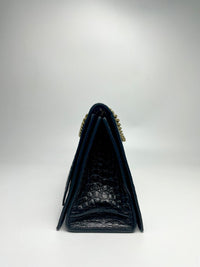 Crush Medium Chain Bag Croc Embossed in Black