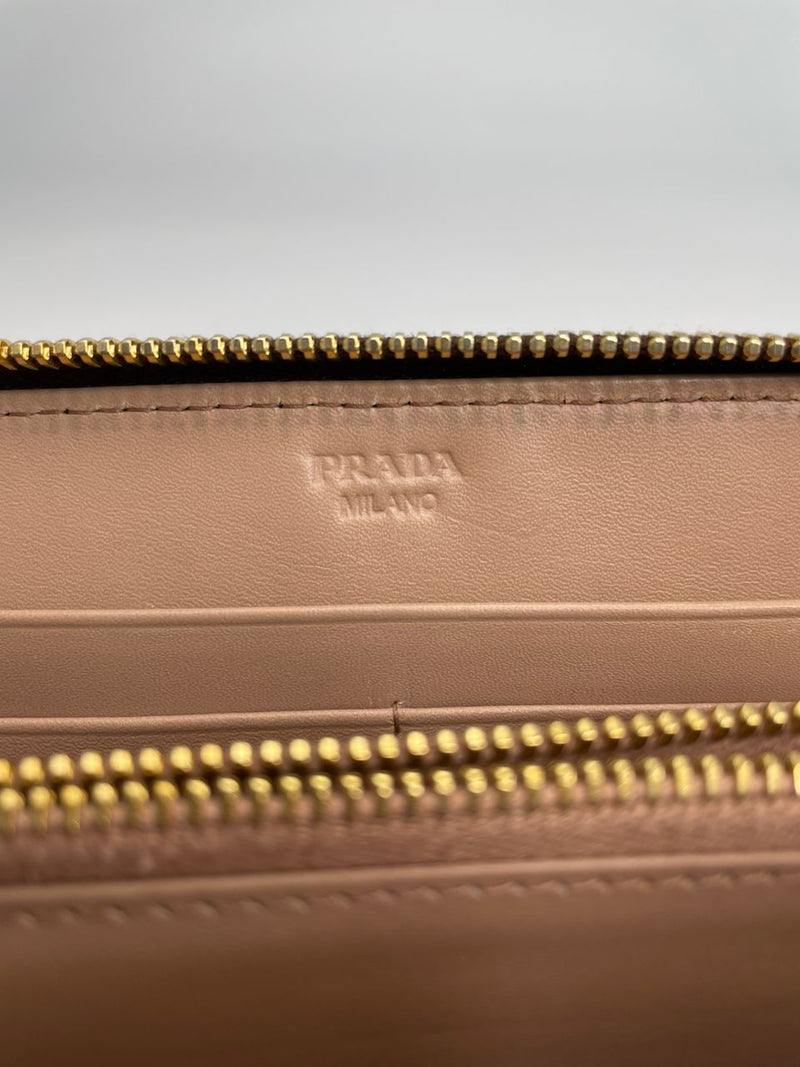 Brown Leather Zip Around Long Wallet
