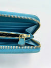 Turquoise Saffiano Leather Long Zippy Wallet