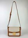 Triomphe Bag in Textile and Calfskin Natural/Tan