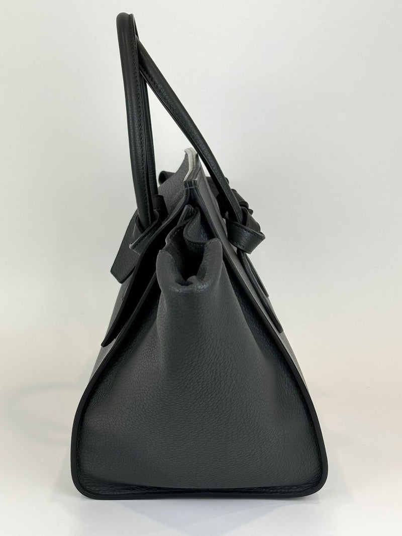 Small Tie Handbag in Black Crisped Calfskin