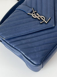 487213 Midnight Blue Monogramme Leather Medium College Bag