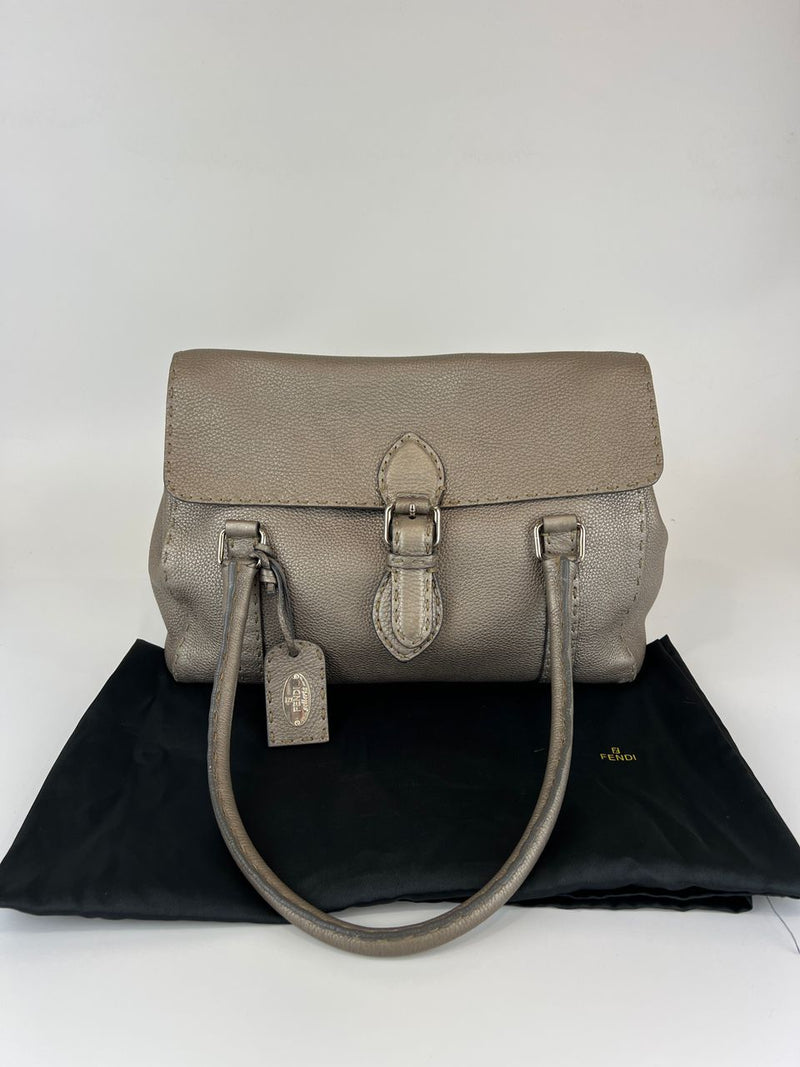 Metallic Linda Selleria Large Satchel Bag