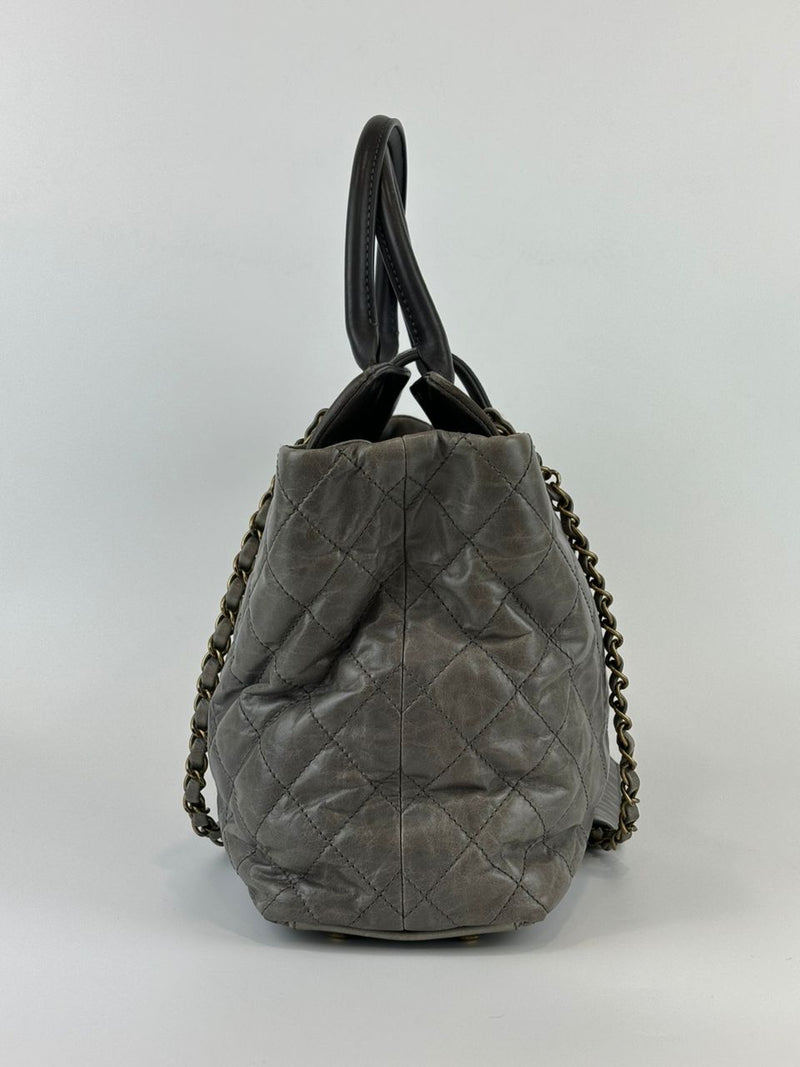 Grey Glazed Calfskin Stingray Large Bindi CC Tote