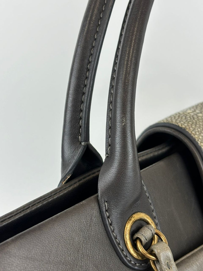 Grey Glazed Calfskin Stingray Large Bindi CC Tote