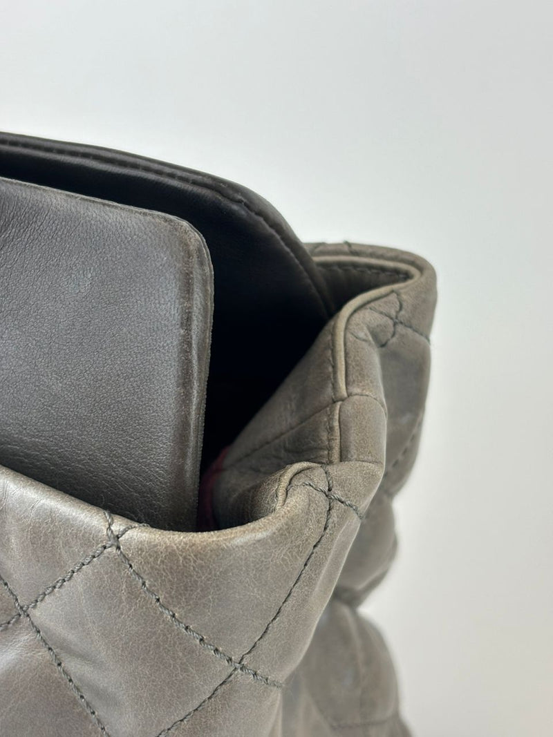 Grey Glazed Calfskin Stingray Large Bindi CC Tote