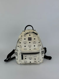 White Stark Side Studs Backpack in Visetos