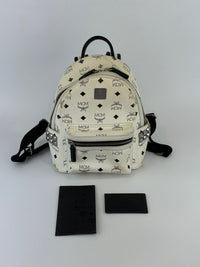 White Stark Side Studs Backpack in Visetos