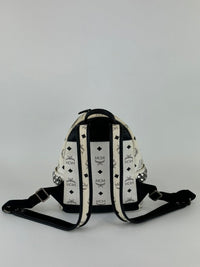 White Stark Side Studs Backpack in Visetos