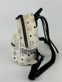 White Stark Side Studs Backpack in Visetos