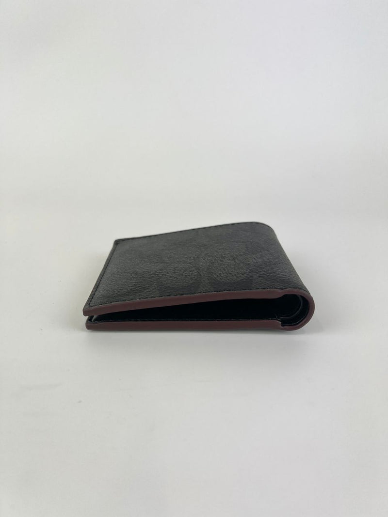 Boxed 3 In 1 Wallet Gift Set In Signature Canvas F41346 Black Oxblood