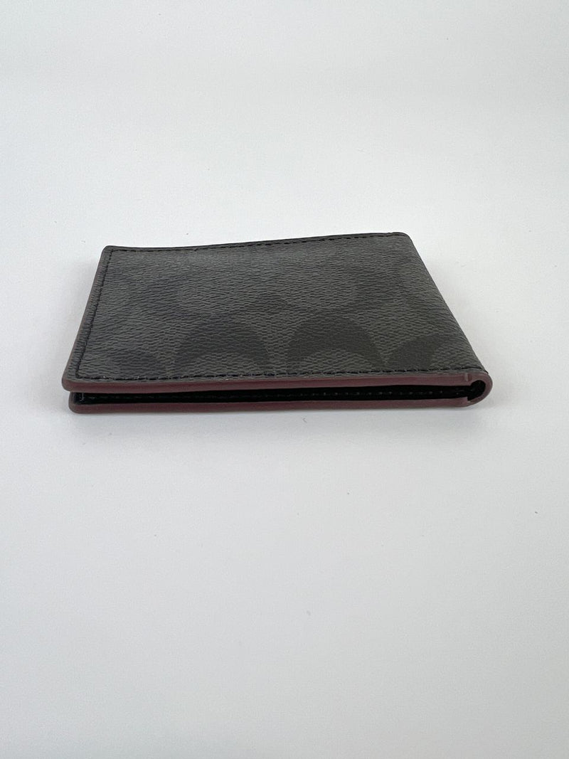 Boxed 3 In 1 Wallet Gift Set In Signature Canvas F41346 Black Oxblood