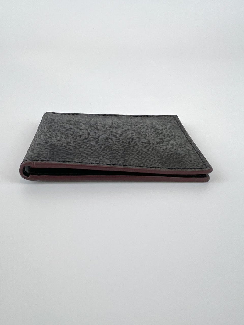 Boxed 3 In 1 Wallet Gift Set In Signature Canvas F41346 Black Oxblood