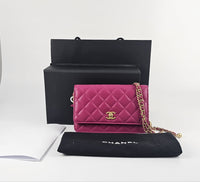 Pink Lambskin Quilted CC Pearl Crush WOC GHW (Cash Price in Description)